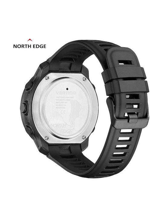 North Edge Ceas Digital Bărbătesc 23mm cu Baterie cu Curea din Cauciuc Negru