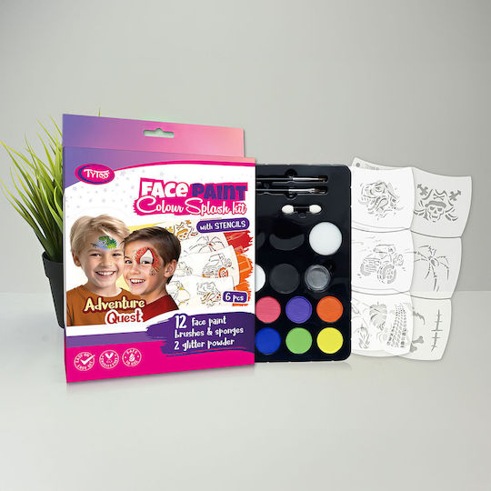 Abenteuer-Quest-Gesichtsfarben-Set 6 Tytoo Schablonen