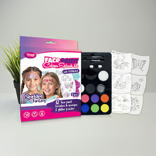 Funkelndes Fantasy-Gesichtsfarben-Set mit 6 Tytoo-Schablonen