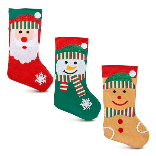 Christmas Decorative Fabric Socks with Santa Claus / Reindeer L42xW24.5cm (Μiscellaneous Designs)