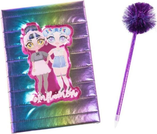 Nice Influencer Fashion Diary Rainbow Iridescent Cover Stickers Crystals & Pencil Pom-pom 92053/92058 6+ Years