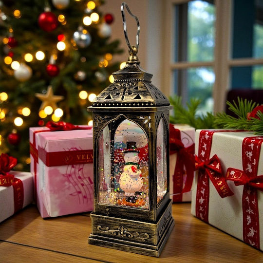 Christmas Decorative Traffic Light Lighted with Snowman 8x20cm