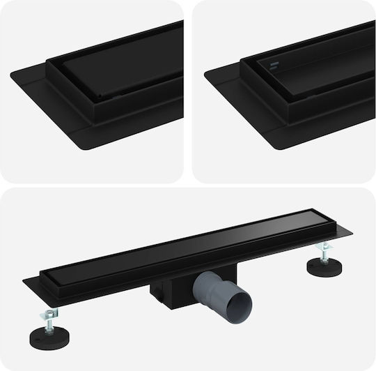 vidaXL Siphon Boden mit Größe 50x11cm Schwarz