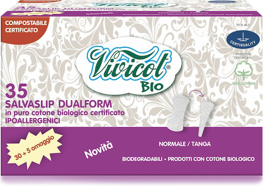 Protej Hypoallergenic Organic Cotton Panty Liners Compostable – Dual Form 35 Pcs – Vivicot Bio
