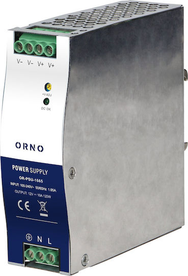 Orno DIN-Schienen-Netzteil mit Ausgang 12V und Leistung 120W 10A