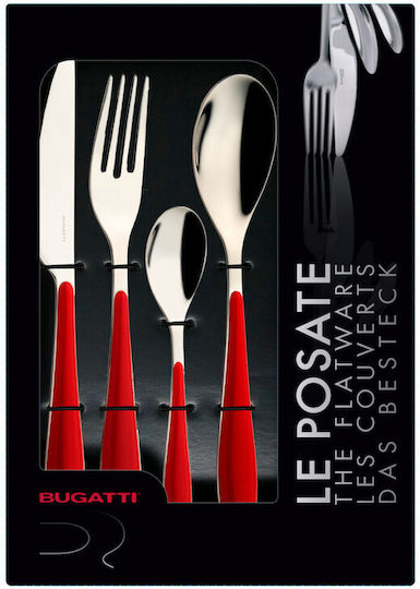 Casa Bugatti Set de Tacâmuri Inoxidabil Roșii 24buc