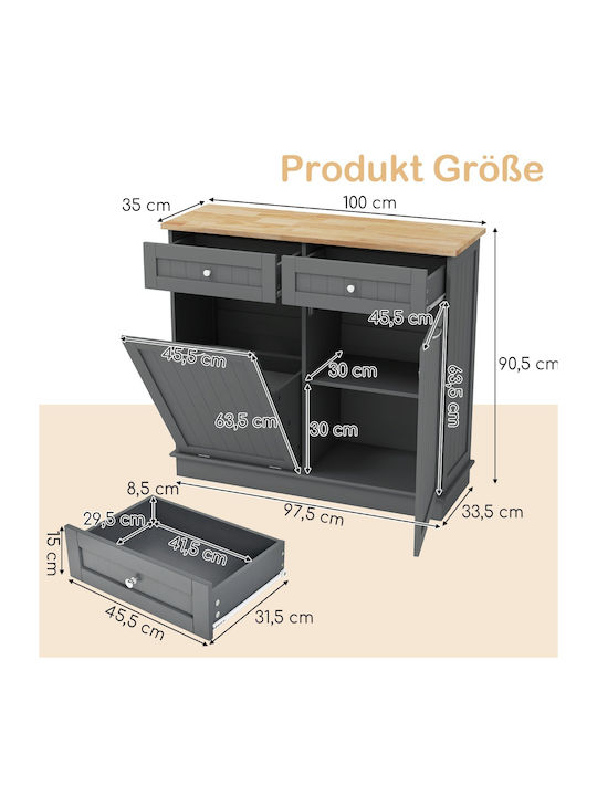 Επιδαπέδιο Ντουλάπι Γκρι 100x35x90.5εκ.