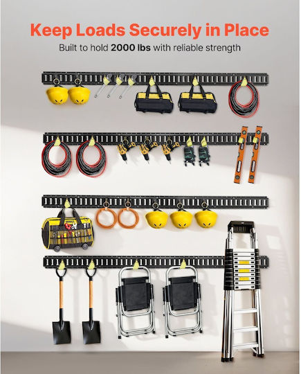 Vevor E-track Tie Down Rails 4 Pieces E Tie Down Rails 2.3 m Secure Heavy Loads Up to 909 Kg Trailer Tie Down System Suitable for Garage Van Motorcycle Tie Down Brackets ATV Brackets