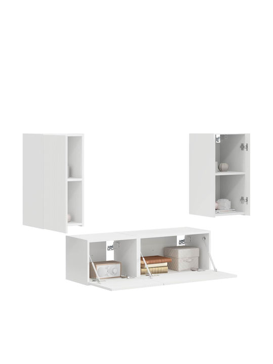 Living Room TV Unit with Showcase & Lighting White L60xW31xH29.5cm