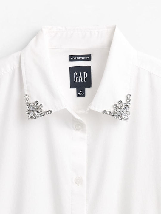 Langärmelig Damen Hemd White