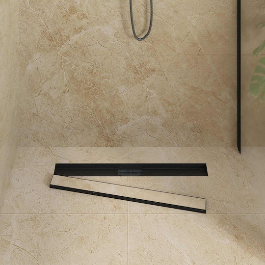 vidaXL Siphon Boden mit Größe 70x11cm Schwarz