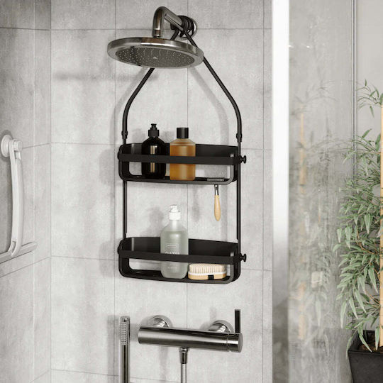 Umbra Flex Επιτοίχια Ραφιέρα Μπάνιου Πλαστική 33x10x66cm Μαύρη