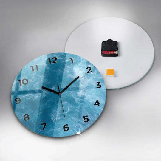 Tulup Silent Wall Clock Glass Blue Ø30cm
