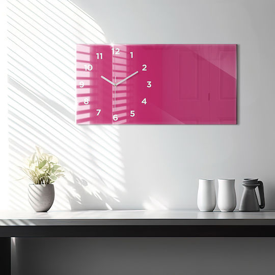 Tulup Αθόρυβο Ρολόι Τοίχου Γυάλινο Ροζ 60x30cm