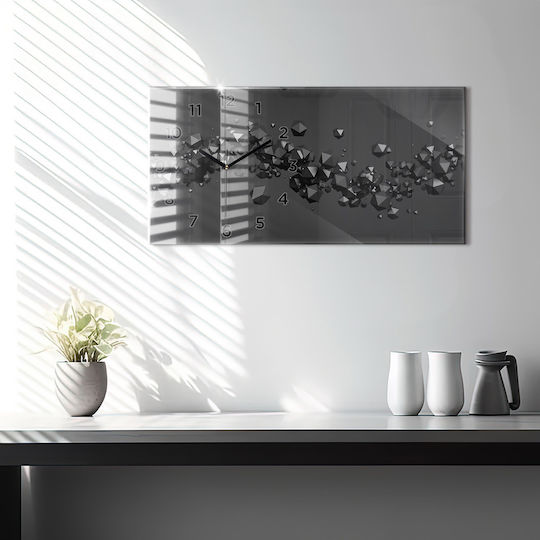 Tulup Silent Ceas de Perete Sticlă Negru 60x30cm