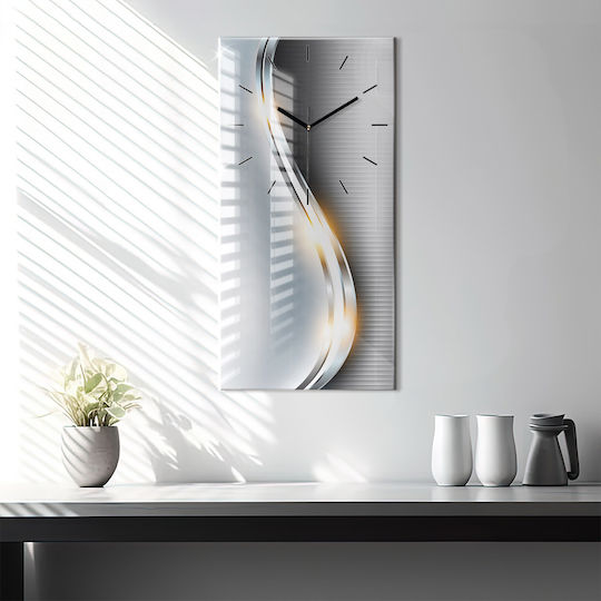 Tulup Αθόρυβο Ρολόι Τοίχου Γυάλινο Γκρι 30x60cm