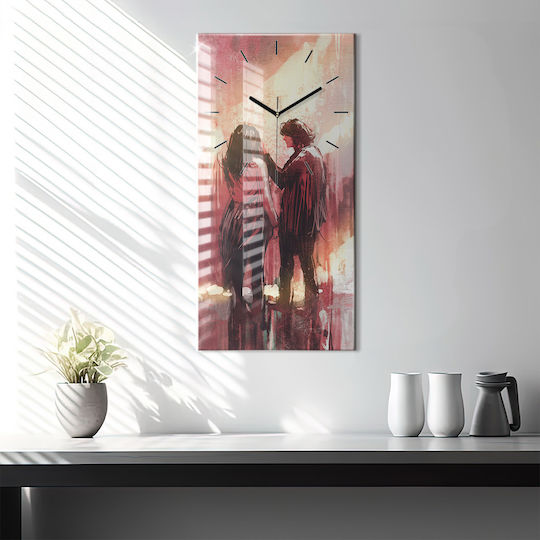 Tulup Αθόρυβο Ρολόι Τοίχου Γυάλινο Κόκκινο 30x60cm