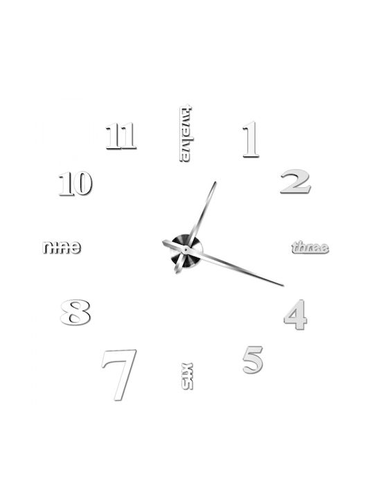 3D Creative Mirror DIY 3D Wall Clock Sticker Mirror Silver Ø120cm
