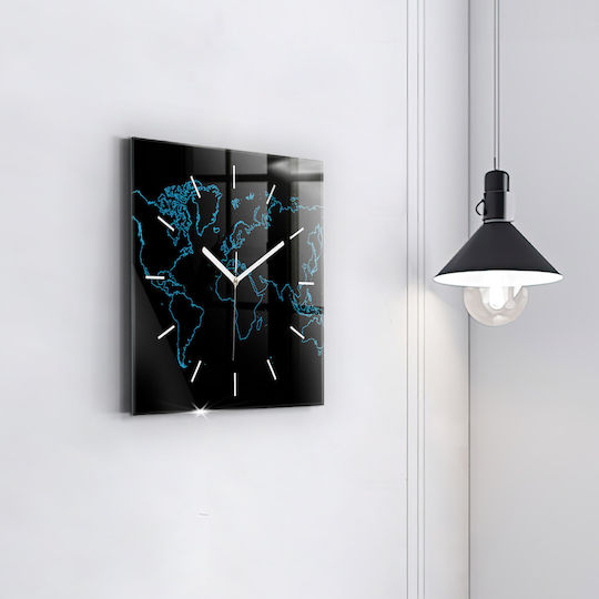 Tulup Silent Wall Clock Glass Black 30x30cm