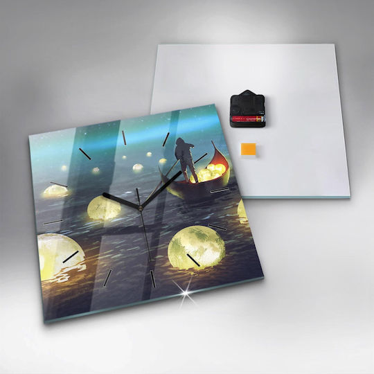 Tulup Silent Wall Clock Glass Blue 30x30cm