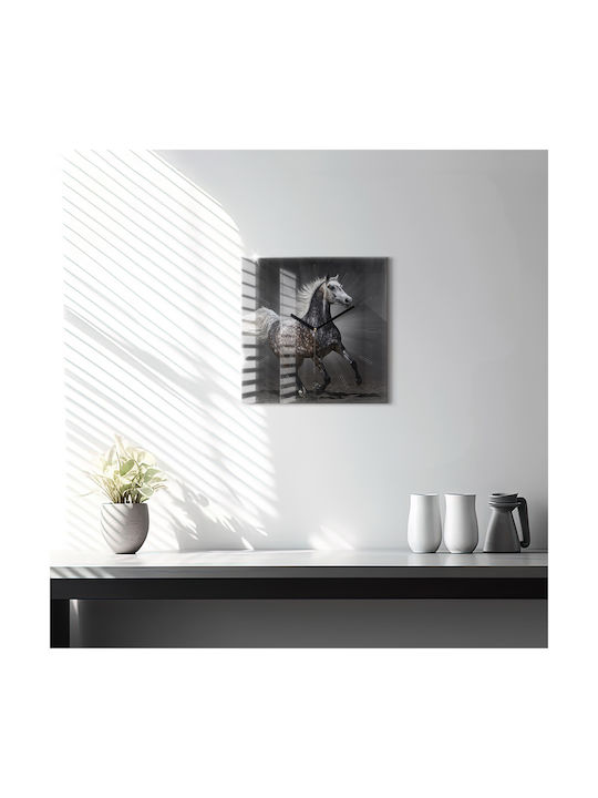 Tulup Silent Ceas de Perete Sticlă Negru 30x30cm