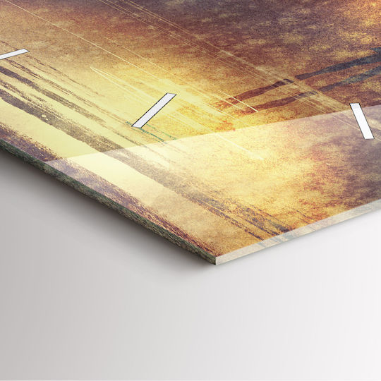 Tulup Αθόρυβο Ρολόι Τοίχου Γυάλινο Κίτρινο 30x30cm