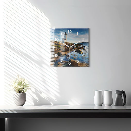 Tulup Αθόρυβο Ρολόι Τοίχου Γυάλινο Καφέ 30x30cm