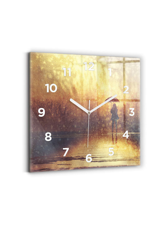 Tulup Leise Wanduhr Glas Gelb 30x30cm