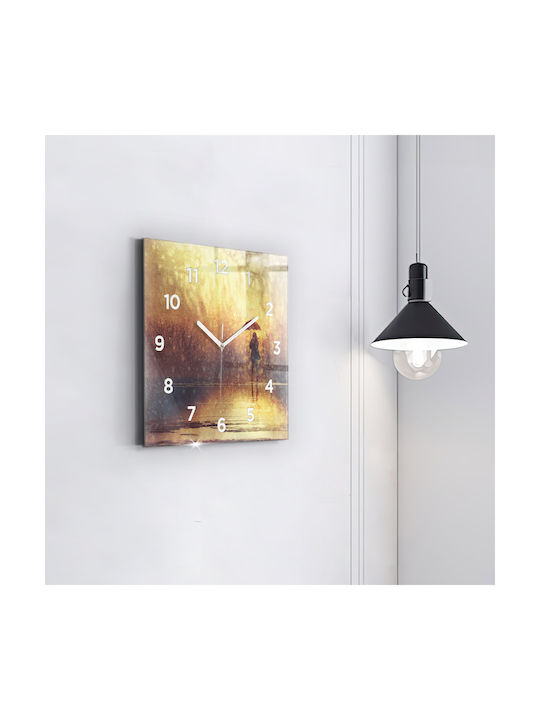 Tulup Leise Wanduhr Glas Gelb 30x30cm