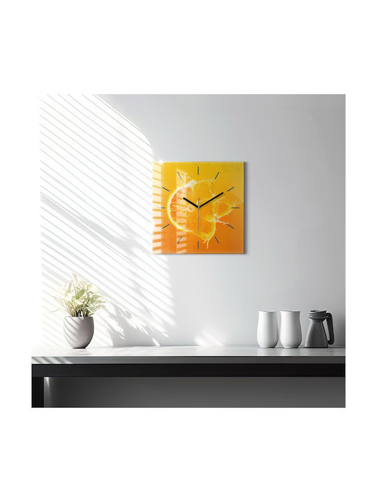 Tulup Leise Wanduhr Glas Orange 30x30cm