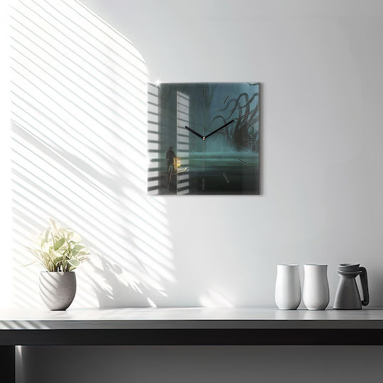 Tulup Αθόρυβο Ρολόι Τοίχου Γυάλινο Πράσινο 30x30cm
