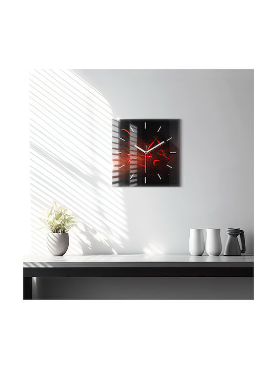 Tulup Silent Wall Clock Glass Red 30x30cm