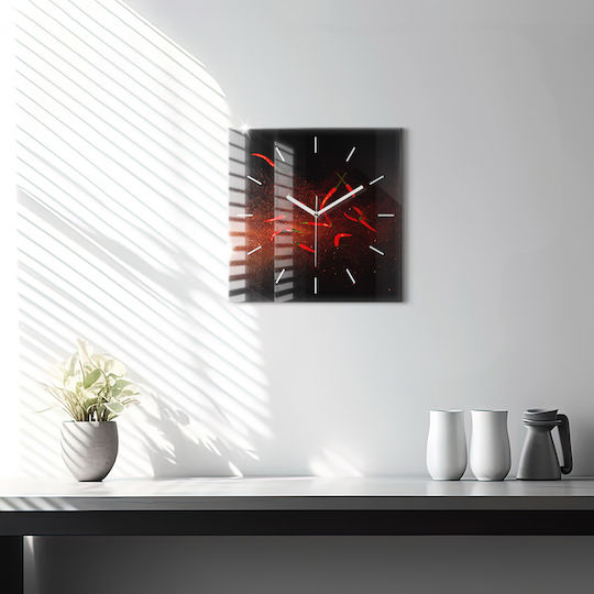 Tulup Silent Wall Clock Glass Red 30x30cm