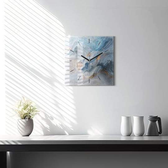 Tulup Silent Ceas de Perete Sticlă Albastru 30x30cm