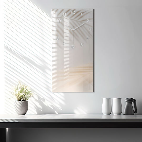 Tulup Αθόρυβο Ρολόι Τοίχου Γυάλινο Μπεζ 30x60cm