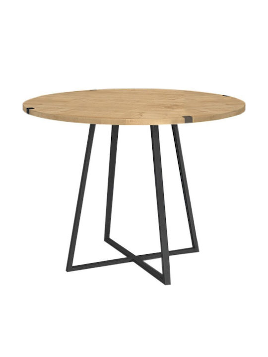 Rubes Table Kitchen Wooden with Metal Frame Black / Sonoma 100x100x78cm