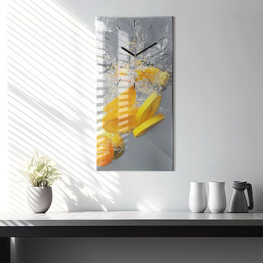 Tulup Αθόρυβο Ρολόι Τοίχου Γυάλινο Κίτρινο 30x60cm