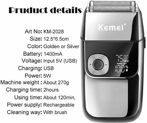 Kemei KM-2028 Περιστρεφόμενη Ξυριστική Μηχανή Προσώπου Επαναφορτιζόμενη