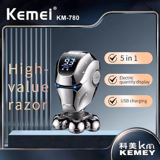 Kemei KM-780 Περιστρεφόμενη Ξυριστική Μηχανή Προσώπου Επαναφορτιζόμενη