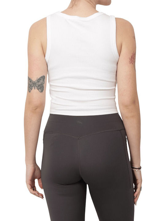 Easy Γυναικείο Crop Top Βαμβακερό Αμάνικο Εκρού