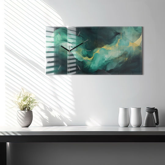 Tulup Αθόρυβο Ρολόι Τοίχου Γυάλινο Πράσινο 60x30cm