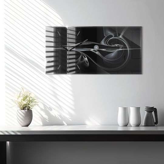 Tulup Silent Ceas de Perete Sticlă Negru 60x30cm