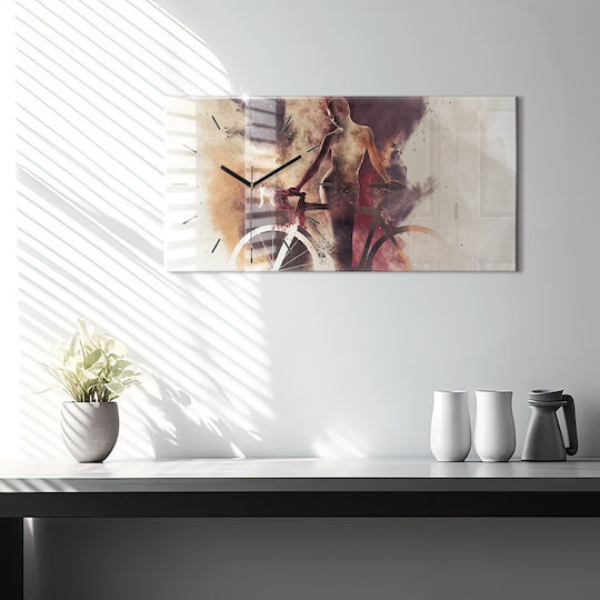 Tulup Αθόρυβο Ρολόι Τοίχου Γυάλινο Ροζ 60x30cm