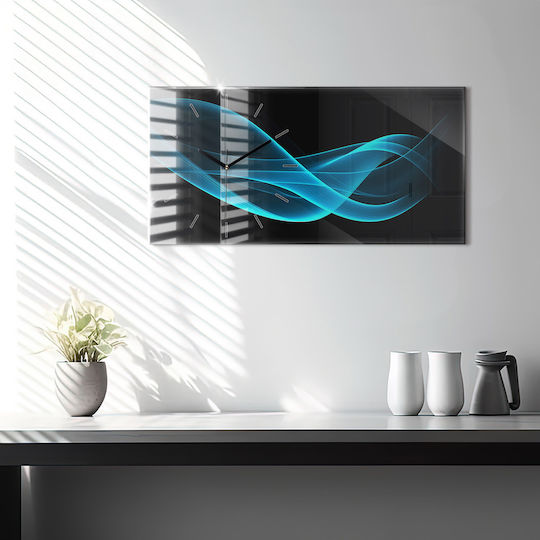 Tulup Silent Ceas de Perete Sticlă Albastru 60x30cm