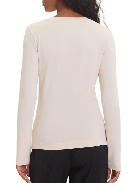 Women's Long Sleeve Beige Blouse