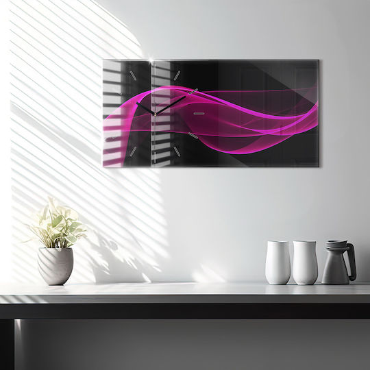 Tulup Αθόρυβο Ρολόι Τοίχου Γυάλινο Ροζ 60x30cm