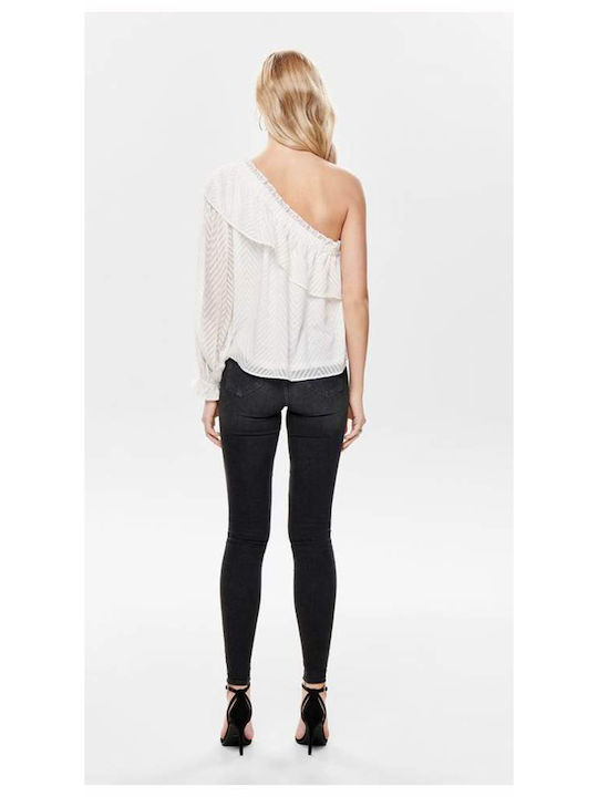 Women's Summer Blouse Off-Shoulder with One Shoulder Cloud Dancer