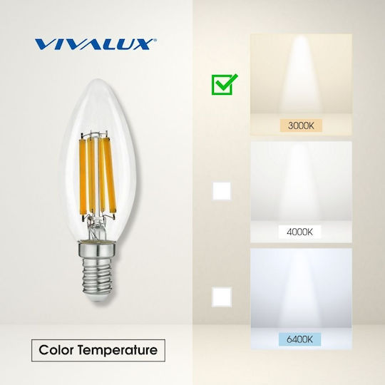 Vivalux Λάμπα LED 7W για Ντουί E14 Θερμό Λευκό 960lm