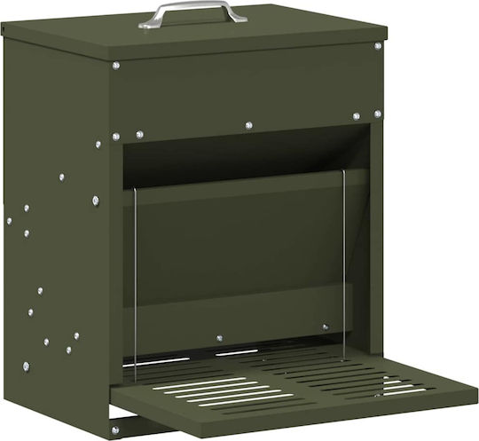 Vidaxl Hranitoare Pentru Pui Cu Pedală Verde Măsliniu 25 X 42 X 40 Cm