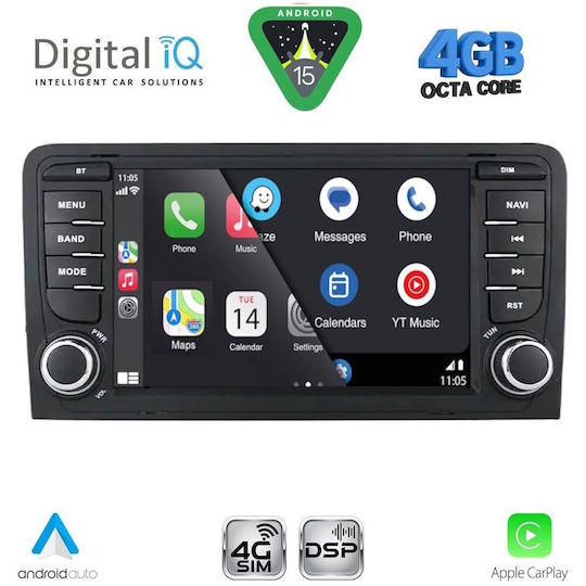 Digital IQ Ηχοσύστημα Αυτοκινήτου για Audi A3 2003-2012 (Bluetooth/USB/WiFi/GPS/Apple-Carplay/Android-Auto)